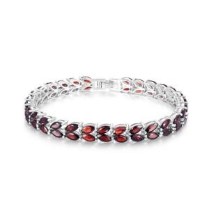 Garnet Silver Tennis Bracelet