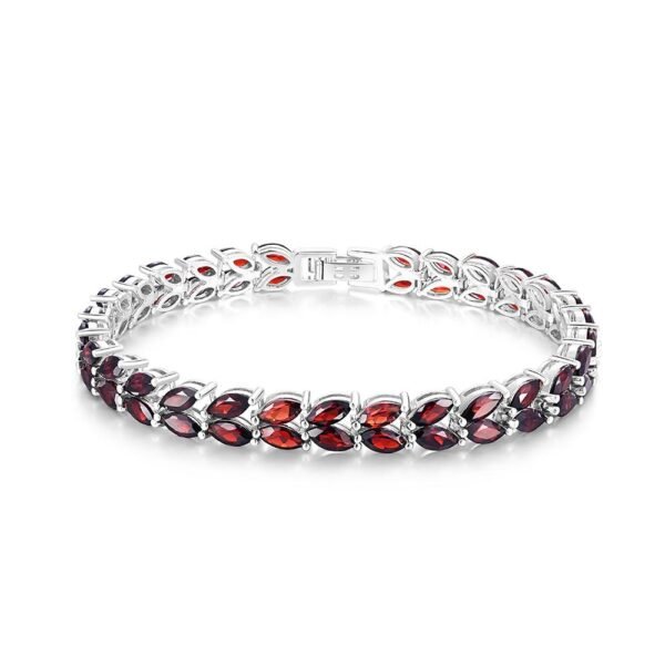 Garnet Silver Tennis Bracelet