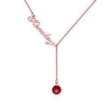 Birthstone Silver Y Necklace